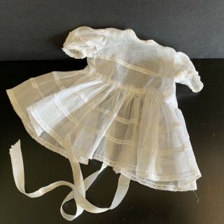 Vintage Terri Lee Doll Dress Tagged Sheer White Gauze With Lace And Ribbon Trim
