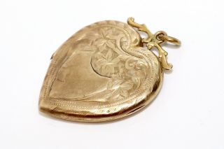 A Large Antique 9ct Yellow Gold Love Heart Shaped Back & Front Locket Pendant