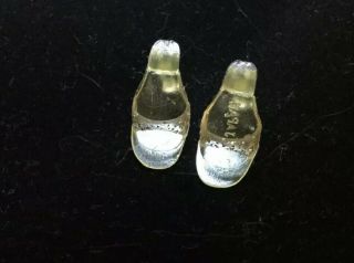 Vintage Barbie Clear Open Toe Japan Shoes With Gold Glitter