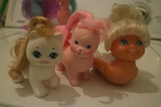 Vintage Mattel Little Pretty Pet Frosty Fur White Kitty Ice Cream Cone/friends