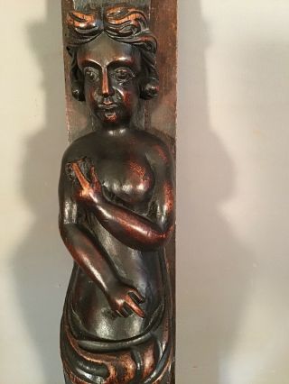 Antique 19thC Salvage VICTORIAN ESTATE Old CARVED NUDE LADY Caryatid WALL STATUE 4