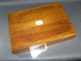Antique English Oak A4 Document Box Lock & Key C1890 Brass Center Piece