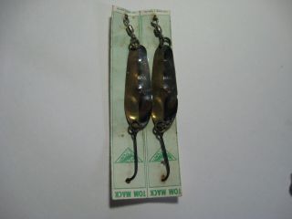 2 Vtg Luhr Jensen Tom Mack No.  4 1/2 Salmon Fishing Trolling Spoon Lures Brass 3