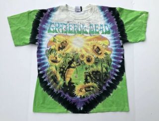 Vintage 90s Grateful Dead T Shirt Sz M Liquid Blue 1998 Terrapin Sunflower Band
