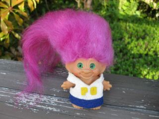 1960s Vintage Scandia House 3 " Troll Doll W/pink Mohair & Spiral Eyes