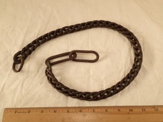 Antique Blacksmith Made,  Forged Wrought Iron,  Short Braided Looped Chain,  30 " L