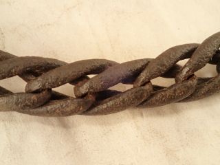 Antique Blacksmith Made,  Forged Wrought Iron,  Short Braided Looped Chain,  30 
