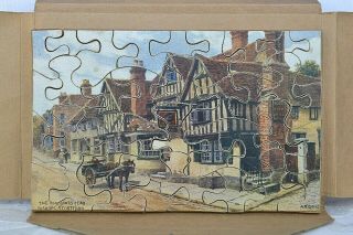 Antique J.  Salmon Wooden Jigsaw Puzzle Bishops Stortford Old Postcard Vintage