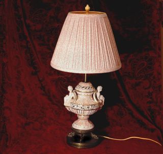 Antique Majolica Italian Capodimonte Pink Porcelain Angel Lamp Laura Ashley Shad
