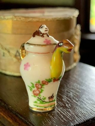 Artisan Miniature Dollhouse Porcelain Figural Coffee Pot Snake Spout France 1 "