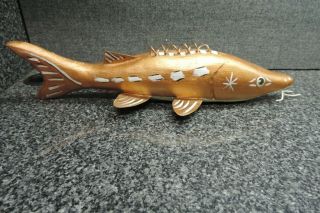 Mls Taxidermy Catfish Fishing Decoy Bronze White Wood Metal 16 " L