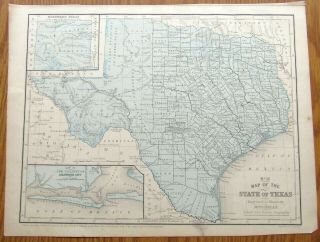 1858 Hand - Colored Mitchell Map The State Of Texas W/galveston,  Kiowa Indians