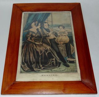 Antique Print N.  Currier Framed " Married "
