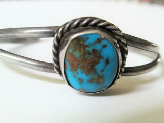 Antique Vintage Turquois Sterling Silver Bracelet Cuff Band South West