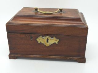 Antique Wooden Brass Mounted Tea Caddy Converted Into A Jewellery Box