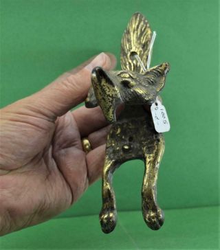 Vintage cast Brass fox head Door Knocker 16.  5 cm H x 6 cm wide ready to fit 4