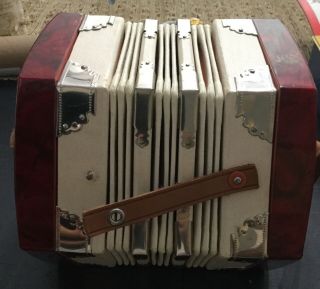 Antique 1940 ' s Germany USSR Occupied Scholer Concertina Accordion Squeezebox 2
