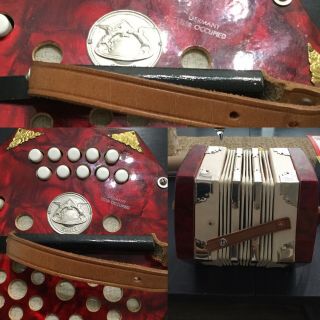 Antique 1940 ' s Germany USSR Occupied Scholer Concertina Accordion Squeezebox 3