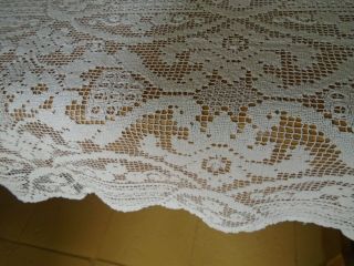 VINTAGE HAND WORKED COTTON FILET LACE TABLECLOTH - 44 X 62 INCHES - 5