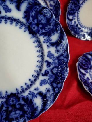 Antique Johnson Brothers Florida semi porcelian Flow Blue China Plates X 4 2