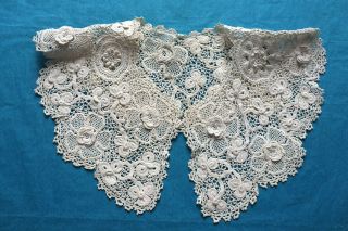 Antique Crochet Lace Collar - Roses And Shamrocks