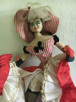 Vintage Layna Klumpe Spanish Cloth Doll 11 " French Lady Cancan Dancer Girl Red