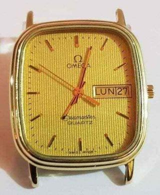 Vintage Omega Seamaster Quartz Day Date Gold Dial Mens Watch