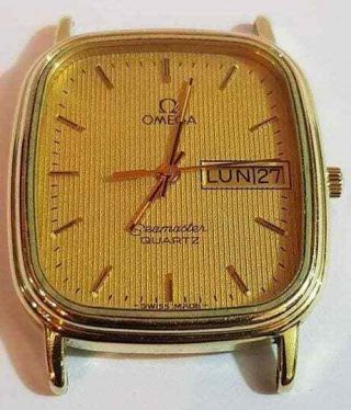 Vintage Omega Seamaster Quartz Day Date Gold Dial Mens Watch 3