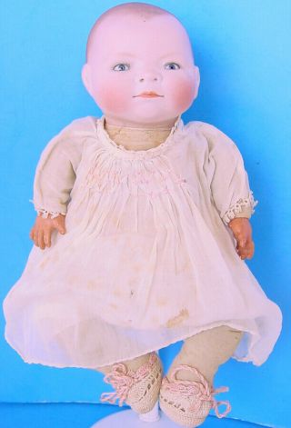 1920s Grace S.  Putnam Bye - Lo Baby 11 " Bisque Head Doll W Crier 1373/30 Germany