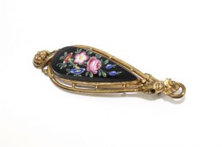 A Fine Antique Early Victorian Pinchbeck Gold Plated Snake Porcelain Brooch A/f