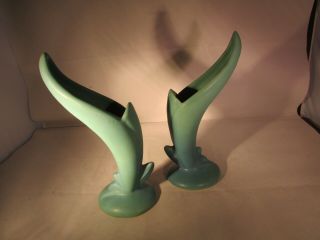 Antique Van Briggle Art Pottery Matching Pair Bud Vases Or Candle Sticks 8 