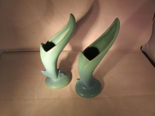 Antique Van Briggle Art Pottery Matching Pair Bud Vases Or Candle Sticks 8 