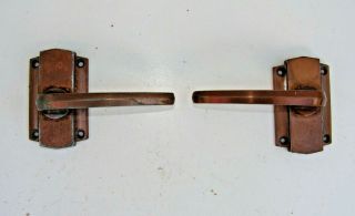 Pair Reclaimed Brass / Bronze Coloured Art Deco/mid Century Yale Door Handles