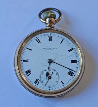 Vintage/antique Gold Plated Pocket Watch By Thomas Russell & Son,  Liverpool.