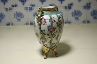 Antique Noritake Handpainted Vase Urn 19cm Handpainted Flowers Vintage Japanese 3