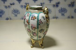 Antique Noritake Handpainted Vase Urn 19cm Handpainted Flowers Vintage Japanese 4