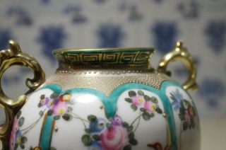 Antique Noritake Handpainted Vase Urn 19cm Handpainted Flowers Vintage Japanese 8