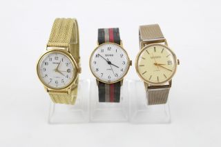 3 X Vintage Gents Sekonda Gold Tone Wristwatches Hand - Wind