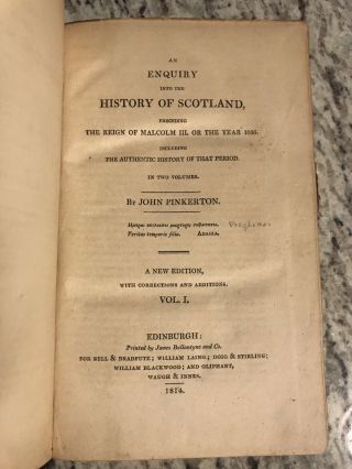1814 Antique History Book " An Enquiry Into The History Of Scotland " With Maps