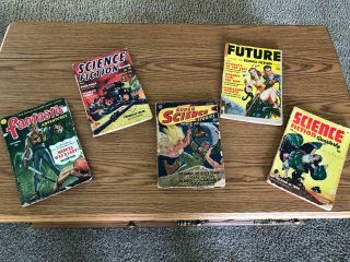 (5) Vintage [1942 - 1954] Science Fiction & Fantasy Pulp Magazines