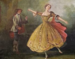 Fragonard? Watteau? Antique French Rococo Fete Champetre Oil Painting The Dancer