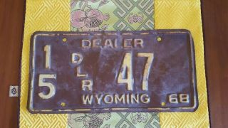 Antique License Plate Wy Dlr Wyoming Dealer