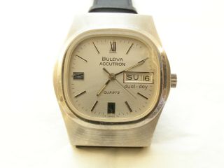 Men Retro Swiss Bulova Accutron 242 Electro Quartz Stainless Steel Wrist Watch