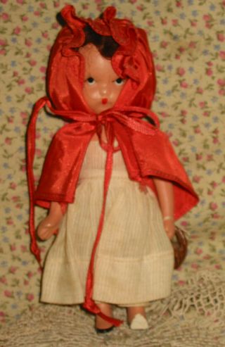 Vintage Nancy Ann Storybook 5 1/2 " Bisque Little Red Riding Hood Doll W Basket