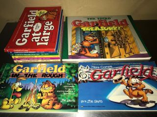 9 Vintage Garfield Jim Davis Comic Books 1 - 5 Garfield In The Rough Treasury 3rd