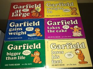 9 Vintage Garfield Jim Davis Comic Books 1 - 5 Garfield In The Rough Treasury 3rd 4
