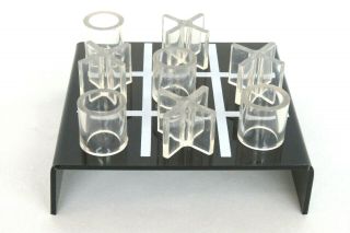 Tic Tac Toe Mid Century Modern Acrylic Lucite With Raised Board Table Game 890c