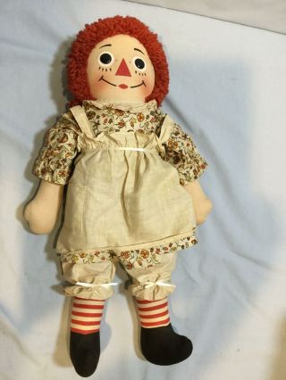20 " Vintage Knickerbocker Raggedy Ann Cloth Doll Unusual Autumn Dress Tagged