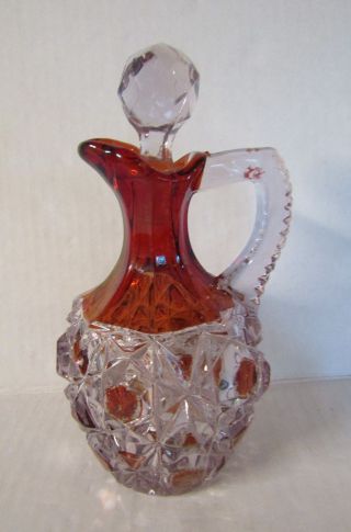Antique Eapg Red Block Ruby Stained Glass Cruet Rare