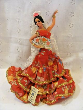 Vintage Marin Chiclana Spanish Flamenco Dancer 7 " Doll With Hand Fan